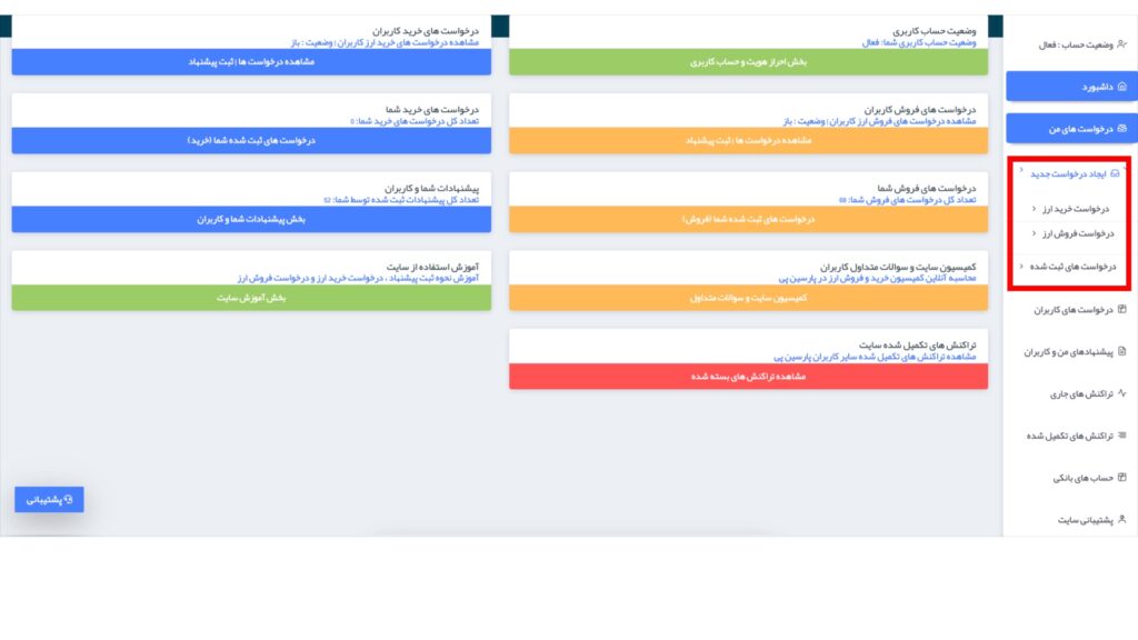 داشبورد کاربری